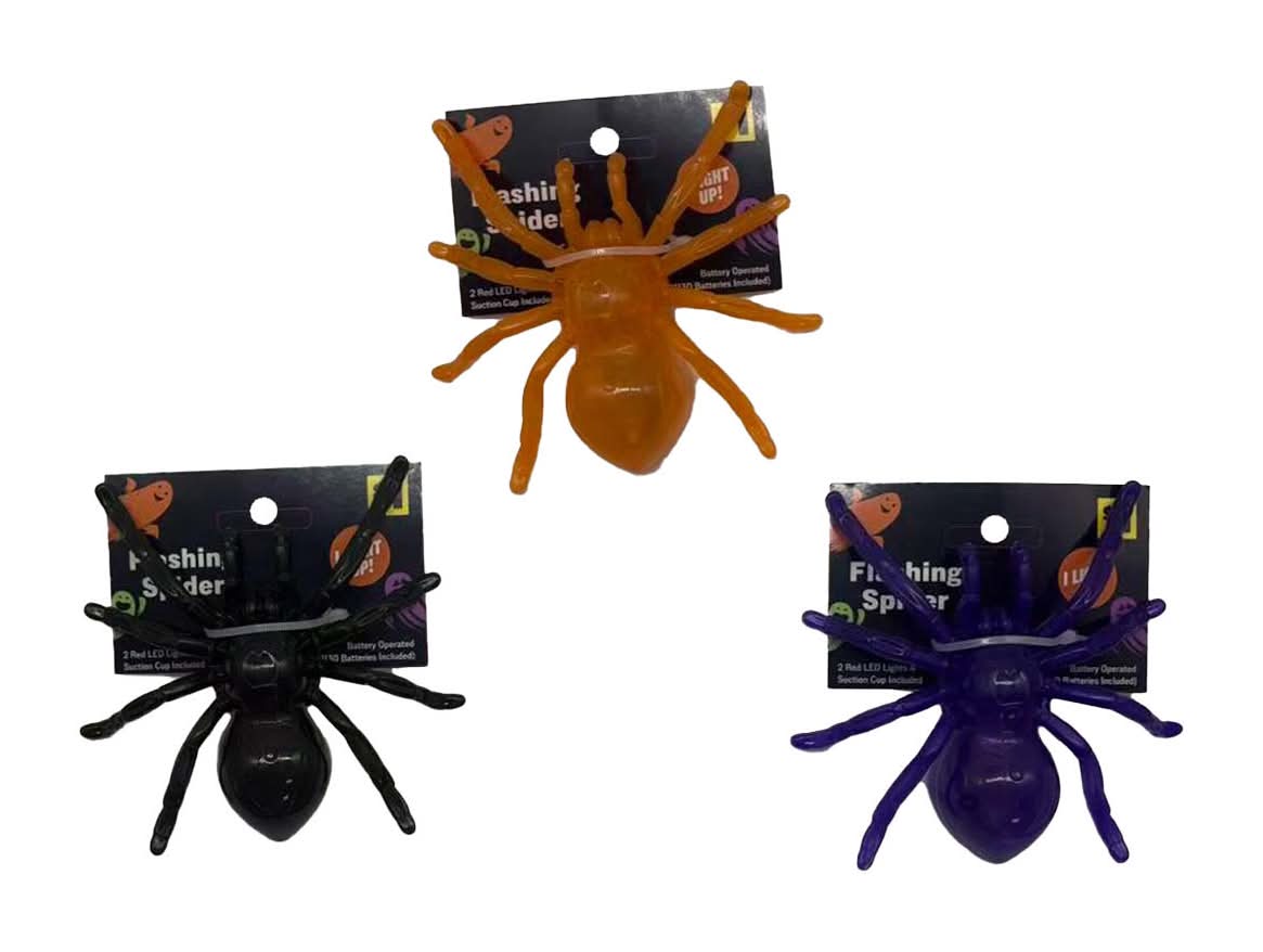 Halloween Light Up Flashing Spider Decor 3 Assorted Colors
