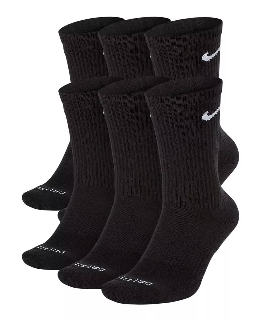 Nike Everyday Plus Cushioned Men's Crew Socks - 6 Pack (Black M)