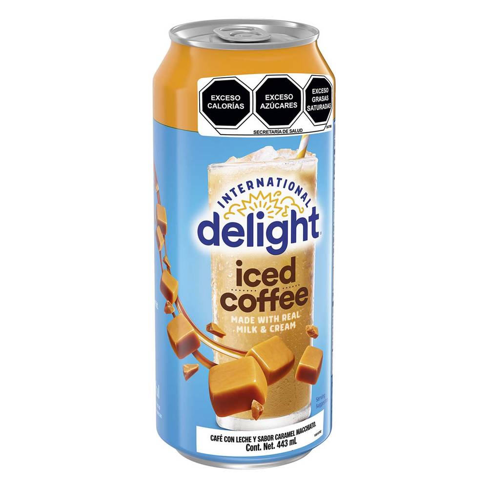 International Delight Iced coffe bebida de café con leche helado, caramelo macchiato, (443 mL)