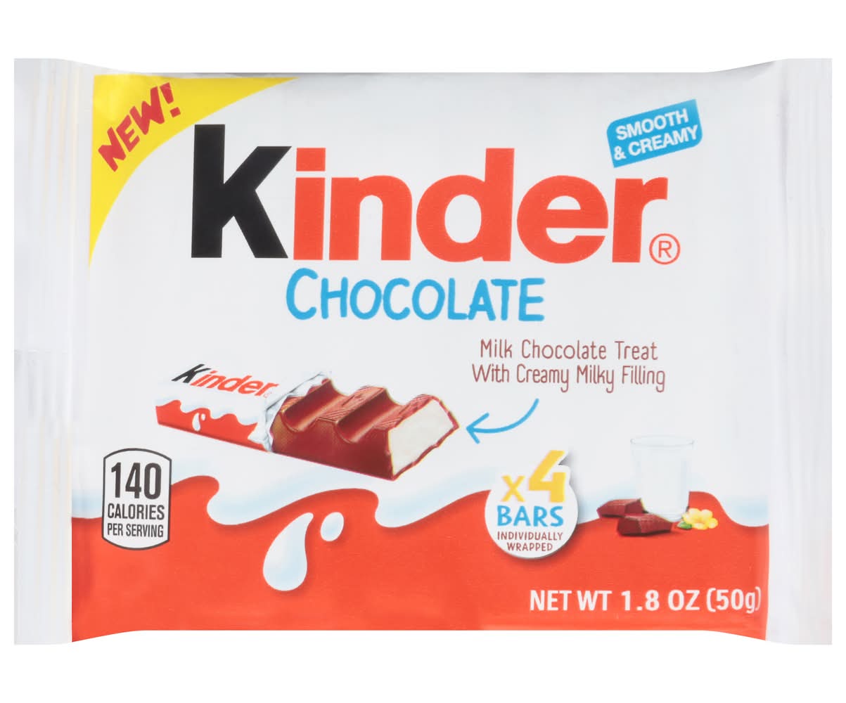 Kinder Smooth & Creamy Milk Treat With Milky Filling Bar, Chocolate (1.8 oz, 4 ct)