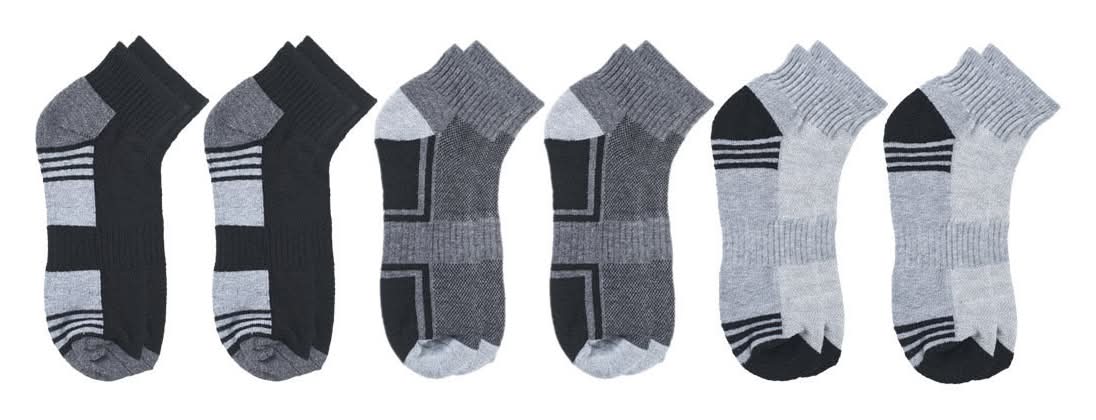 Zonepro Big & Tall Men'S Half Cushion Ankle Socks Size 12?16 6 Pk