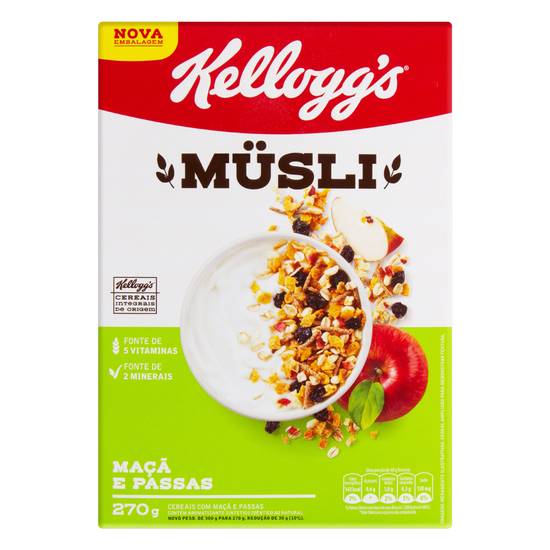 Kellogg's cereal matinal com maçã e passas musli (270g)