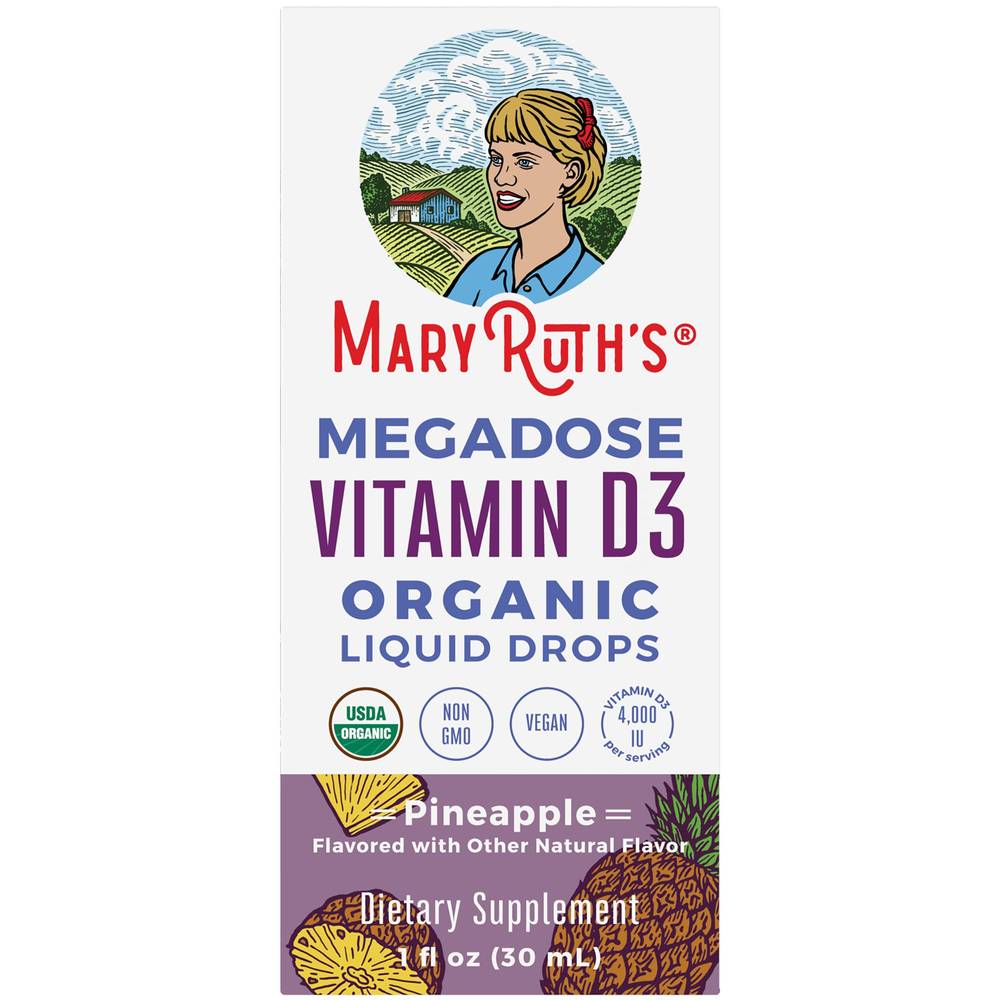 Megadose Organic Vitamin D3 Liquid Drops - Pineapple (1 Fl. Oz. / 30 Servings)