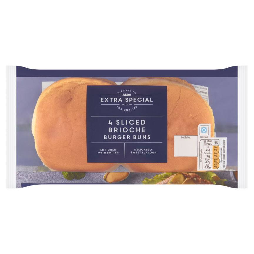 ASDA Extra Special Sliced Brioche Burger Buns 4PK