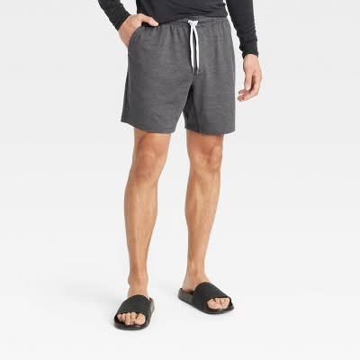 All In Motion Soft Stretch Shorts, Men, XXL, Heathered Black