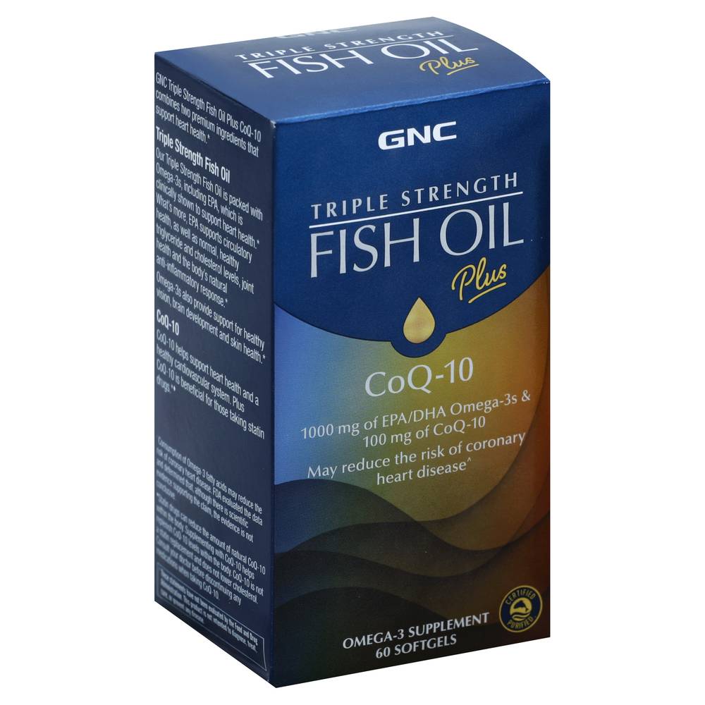 GNC Triple Strength Plus Coq-10 Fish Oil Softgels (60 ct)