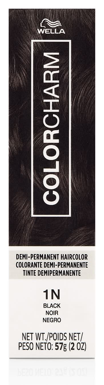 Wella Colorcharm Demi Permanent Cream Hair Color, 1N Black (2 oz)