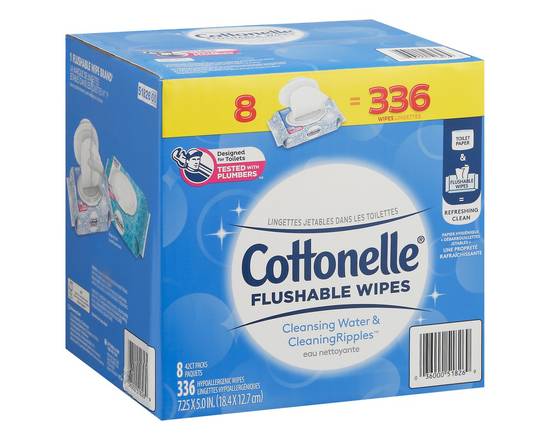 Cottonelle · Flushable Wipes (8 x 42 ct)