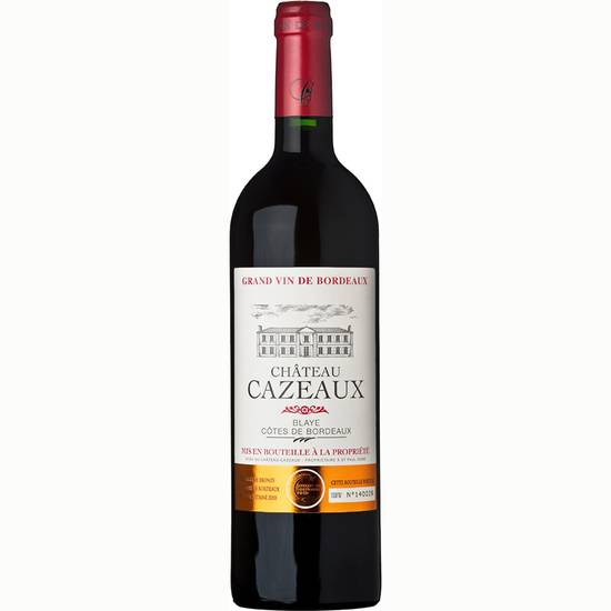 Château Cazeaux - Vin rouge blaye côtes de Bordeaux domestique 2020 (750 ml)