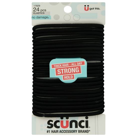 Scunci No Damage Thick Hair - All Day Strong Hold Elastics (24 ct)