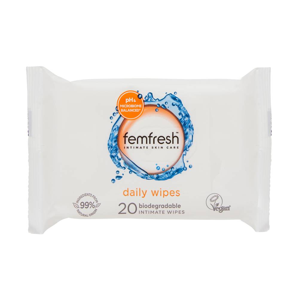 Femfresh Daily Biodegradable Intimate Wipes (20 pack)
