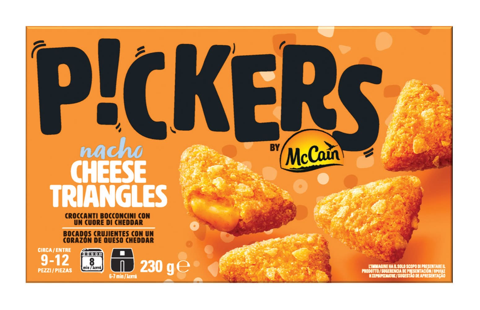 Nacho cheese triangles bocados crujientes rellenos con cheddar · McCain (230 g)