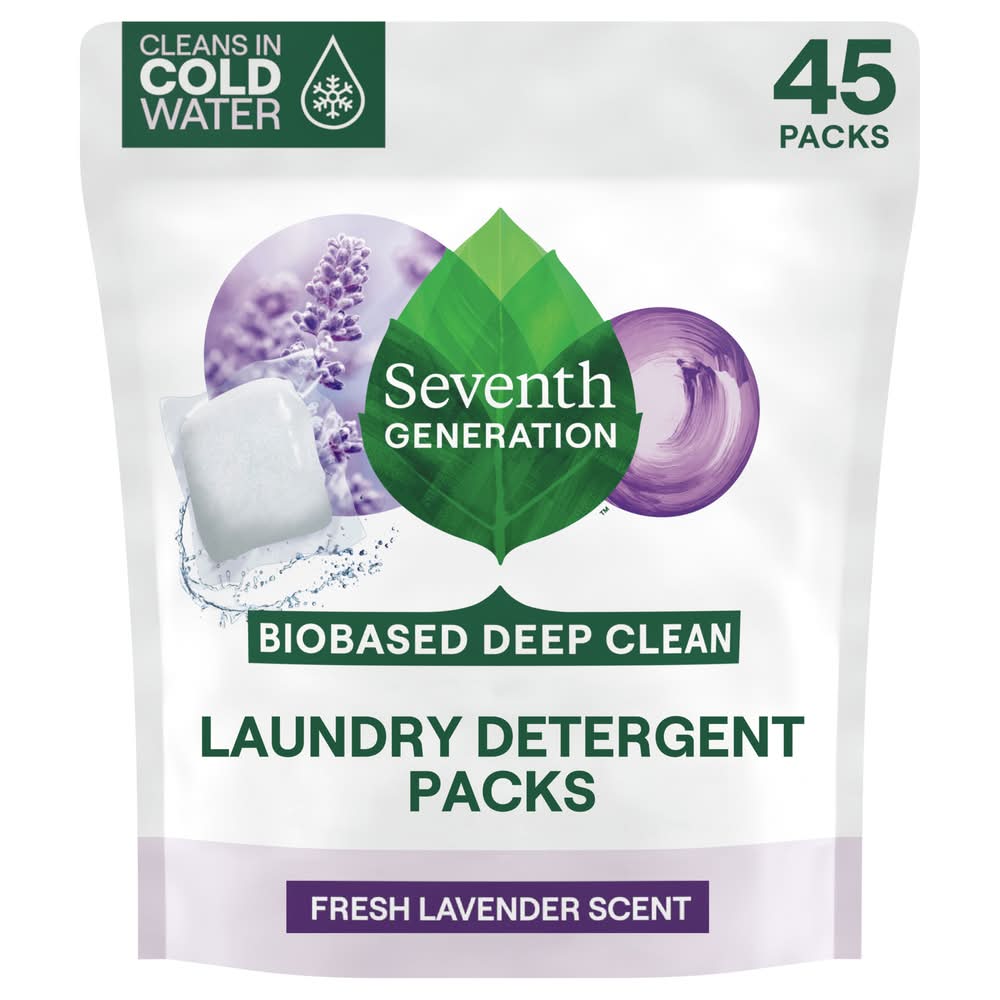 Seventh Generation Biobased Deep Clean Laundry Detergent pack, Fresh Lavender (45 ct)