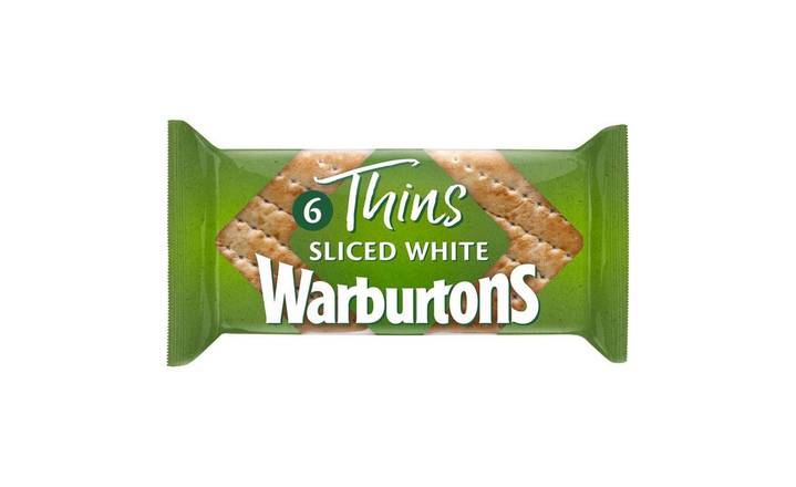 Warburtons Family Bakers Thins Soft White Sliced 6's (373739) 