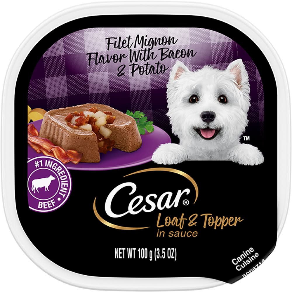 Cesar® Classics Adult Wet Dog Food - Loaf & Topper, 3.5 Oz. (Flavor: Bacon & Potato, Color: Assorted, Size: 3.5 Oz)
