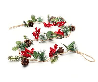 Holly Leaf, Pine & Berry Garland