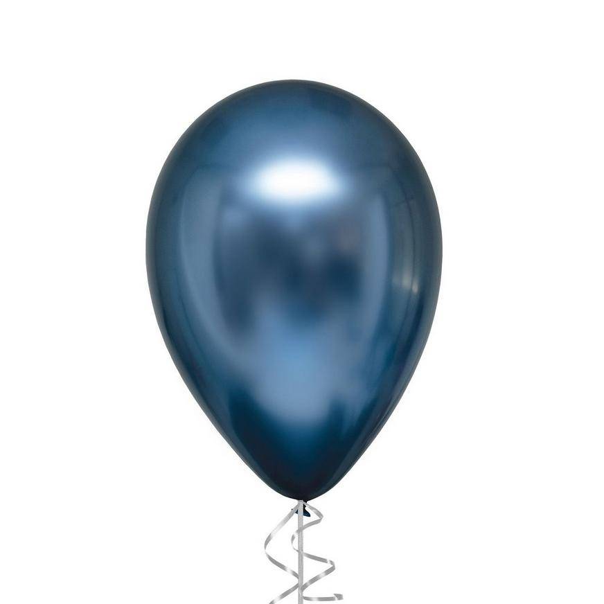 Party City Metallic Chrome Satin Luxe Latex Balloon (12"/azure blue)