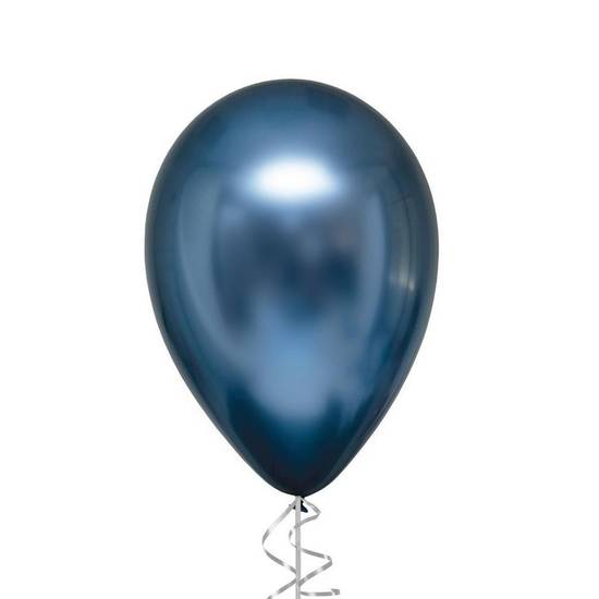 Uninflated 1ct, 12in, Azure Blue Metallic Chrome Satin Luxe Latex Balloon