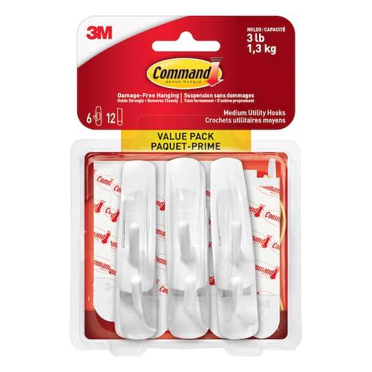 3M Command Utility Hooks Value pack, M, White (6 ct)