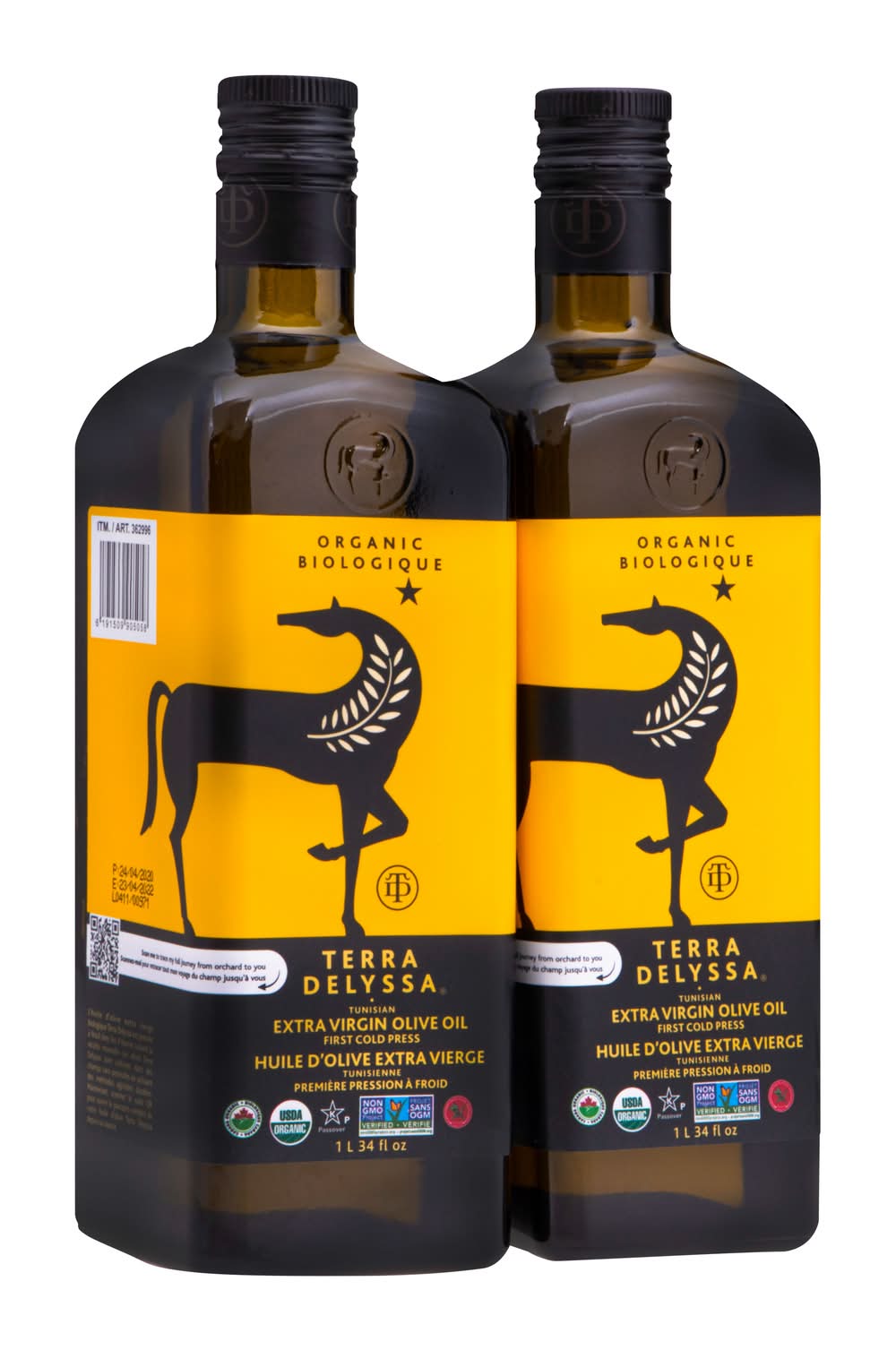 Terra Delyssa - Huile D’Olive Extravierge Biologique, 2 × 1 L / Terra Delyssa Organic Tunisian Extra Virgin Olive Oil (2 x 1 L)