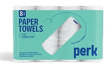 Perk™ Choose-A-Size Paper Towels, 2-ply, 116 Sheets/Roll, 8 Rolls/Pack (PK55113)