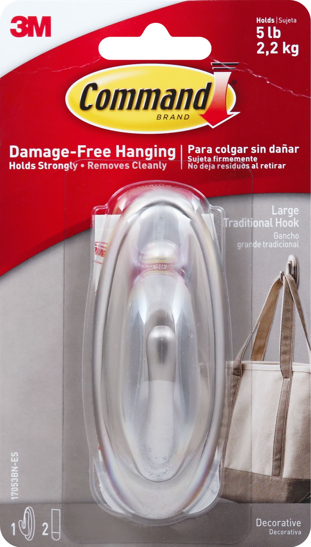 Command Damage-Free Hanging Large Traditional Hook (0.8 oz)