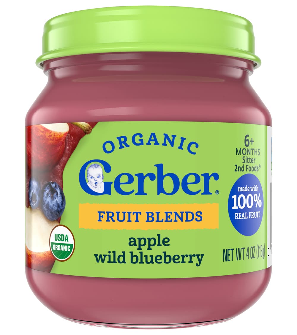 Gerber Organic For Baby Apple Wild Blueberry (4 oz)