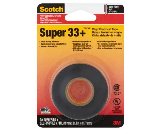 Scotch Electrical Tape, 3/4 In x 450 In, Black