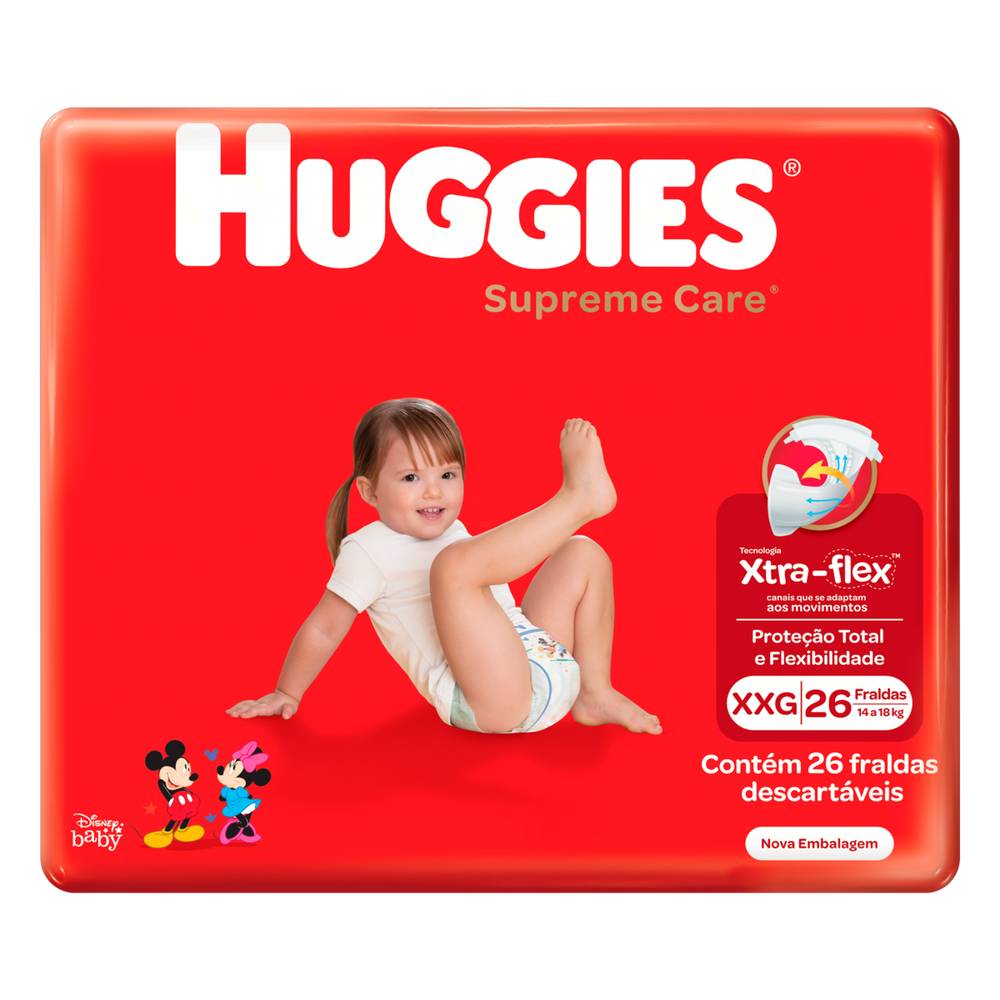 Huggies fralda descartável infantil supreme care xxg (26 unidades)