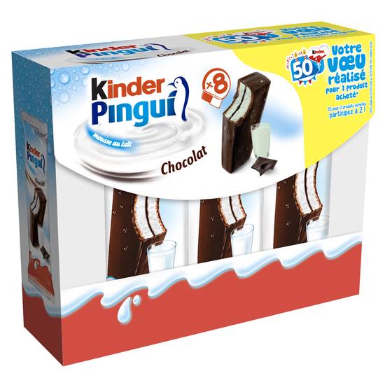 Kinder - Génoise pingui fourrée lait et cacolat (8 pièces)