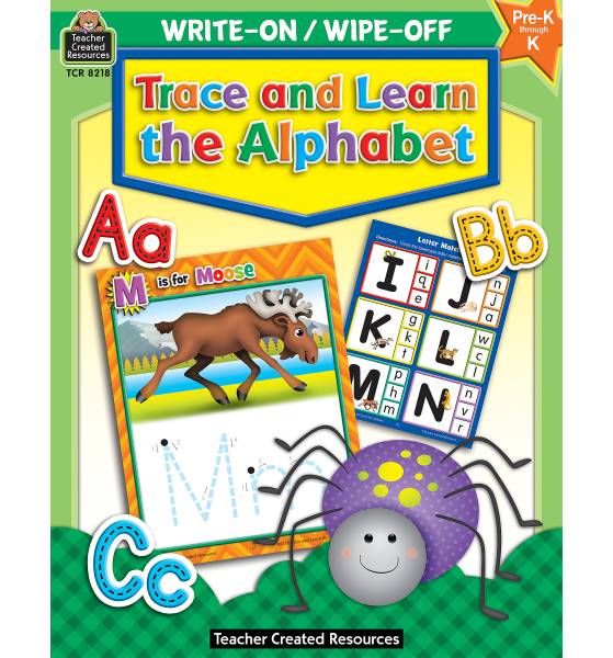 Teacher Created Resources Write-On/Wipe-Off Book, Trace And Learn The Alphabet, Preschool - Kindergarten