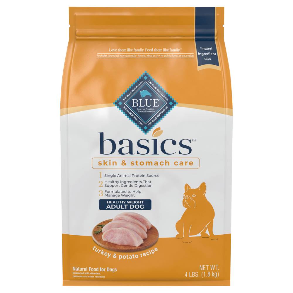 Blue Buffalo Basics Skin & Stomach Care Natural Adult Healthy Weight Dry Dog Food (4 lbs)