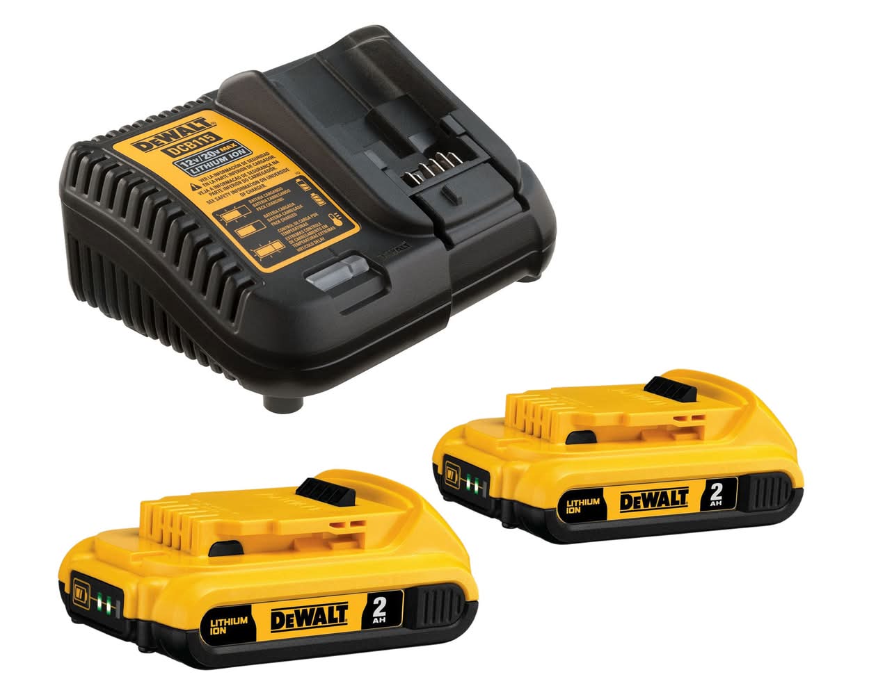 DeWalt · Batería 2 ah 2 dcb203c2 b2 2 unidades + cargador (450 g)