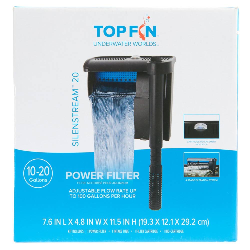 Top Fin® Silenstream™ Power Filter (Color: Assorted, Size: 20 Gal)