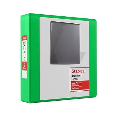 Staples 2 3-Ring View Binder, D-Ring, Green (ST55433)