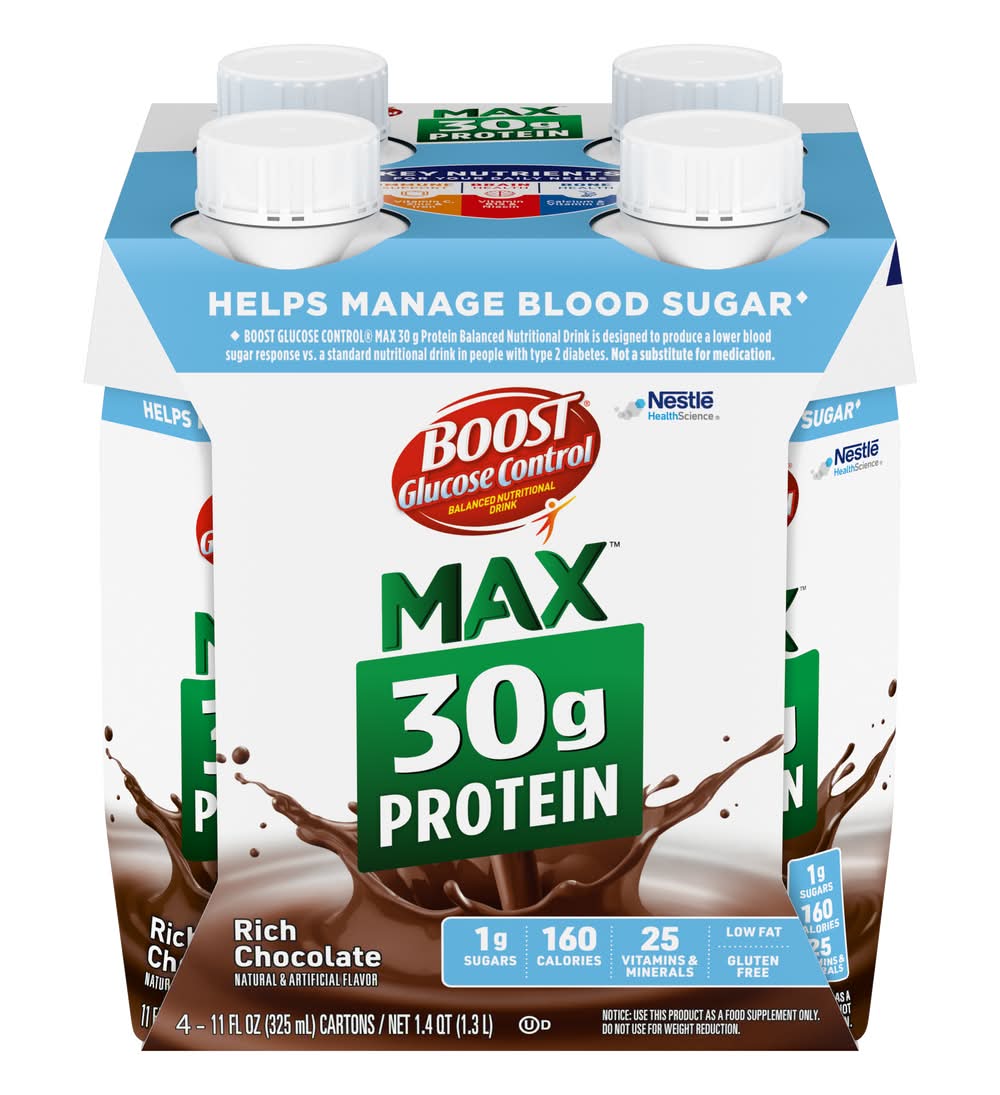 Boost Glucose Control Max 30g Protein Rich Chocolate (4 x 11.5 oz)
