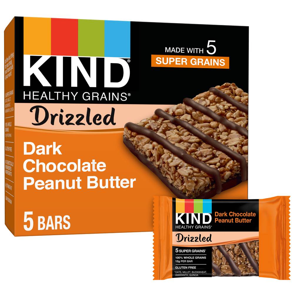 Kind Healthy Grains Drizzled Dark Chocolate Peanut Butter Granola Bars (5 ct)