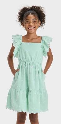 slim fit dress slacks Cat & Jack Green Velvet Dress, 3-6M main image 1