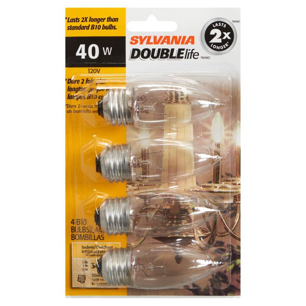 Sylvania 3000 Hour Incandescent Light Bulb 40w B10vp4