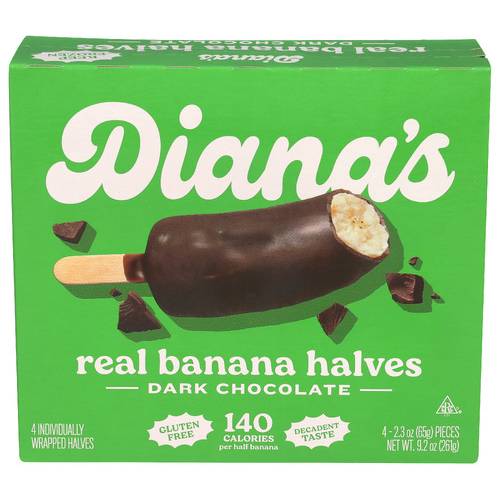 Diana's Bananas Dark Chocolate Banana Halves 4 Pack