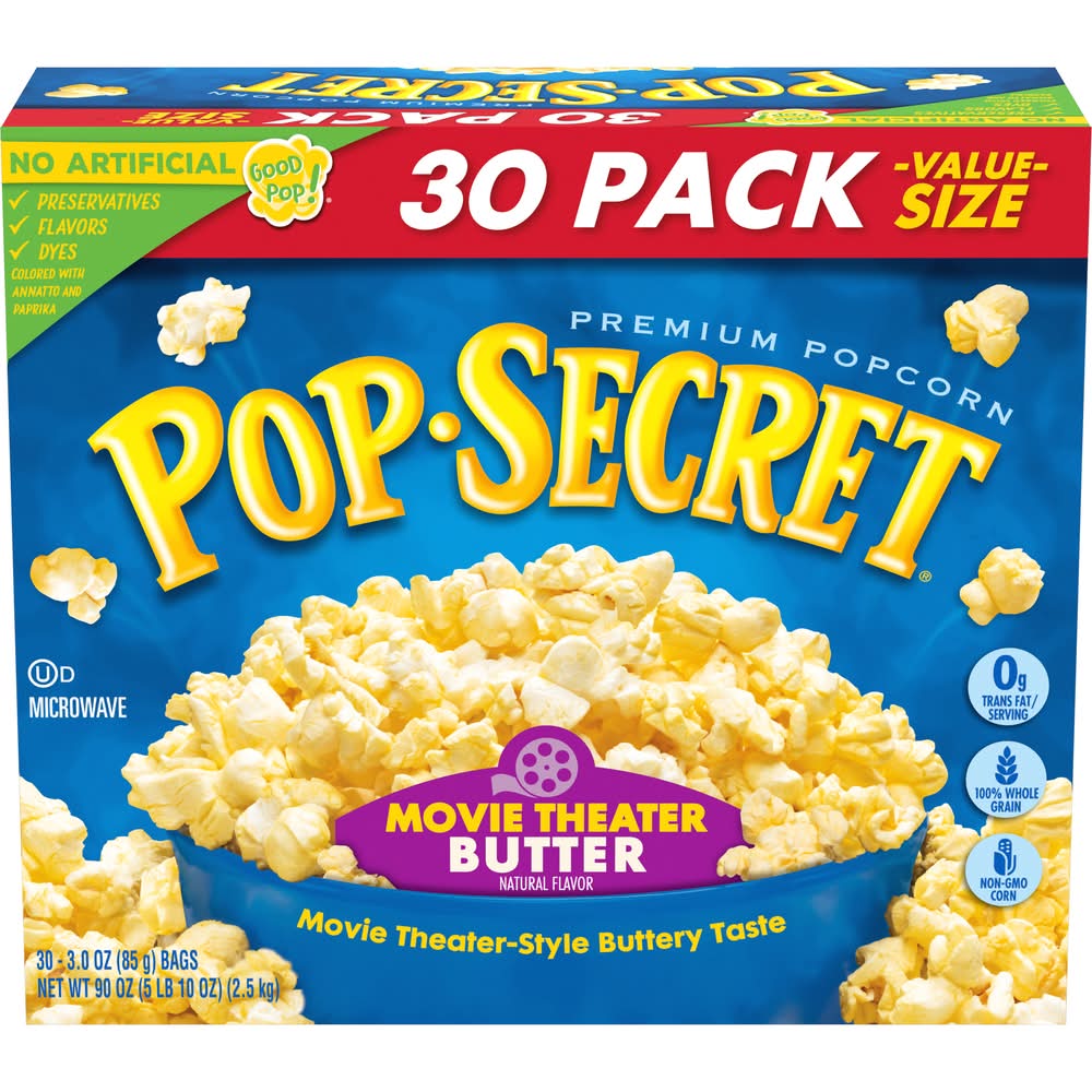 Pop Secret Movie Theater Butter Microwave Popcorn (30 x 3 oz)