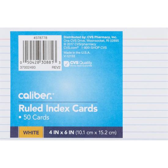 Caliber Index Cards 4x6, 50 ct