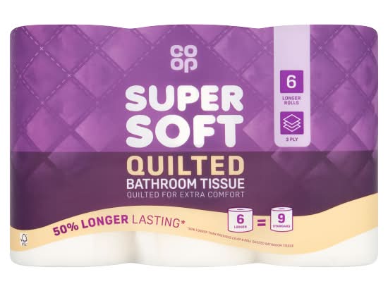 Co-op Super Soft Quilted Bathroom Tissue Rolls (6 pack)