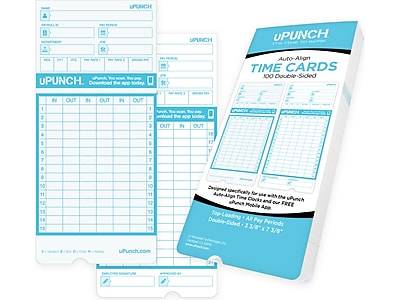 uPunch Pay To Punch Time Card For Sb1200 Time Clock (100 ct)