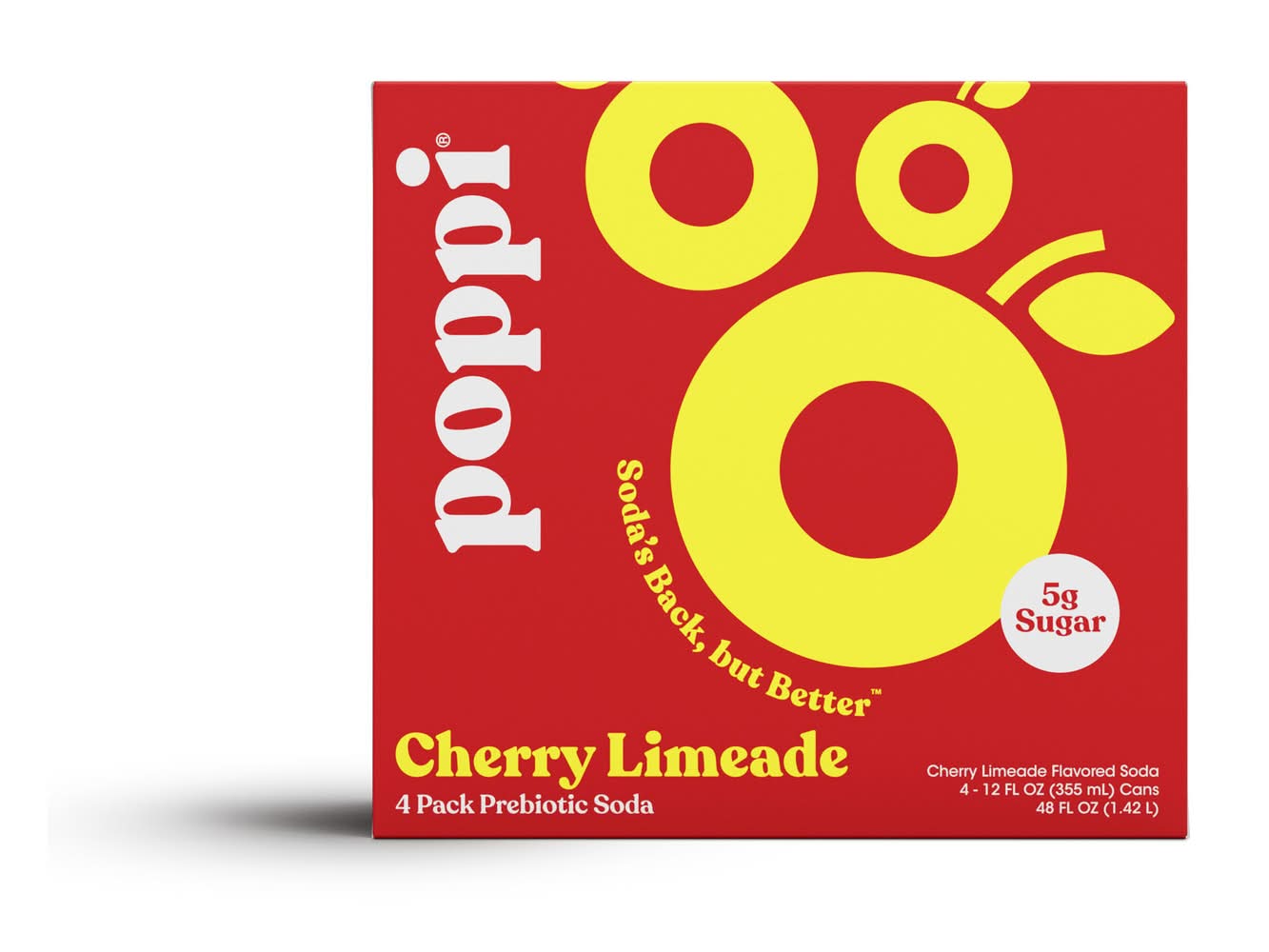 poppi Prebiotic Soda, Cherry Limeade (4 x 12 fl oz)