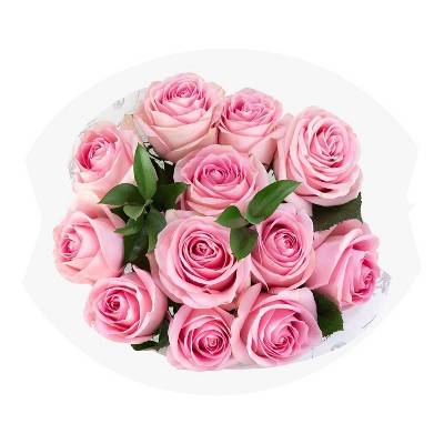 Dozen Fresh Cut Vibrant Pink Roses (Colors May Vary)