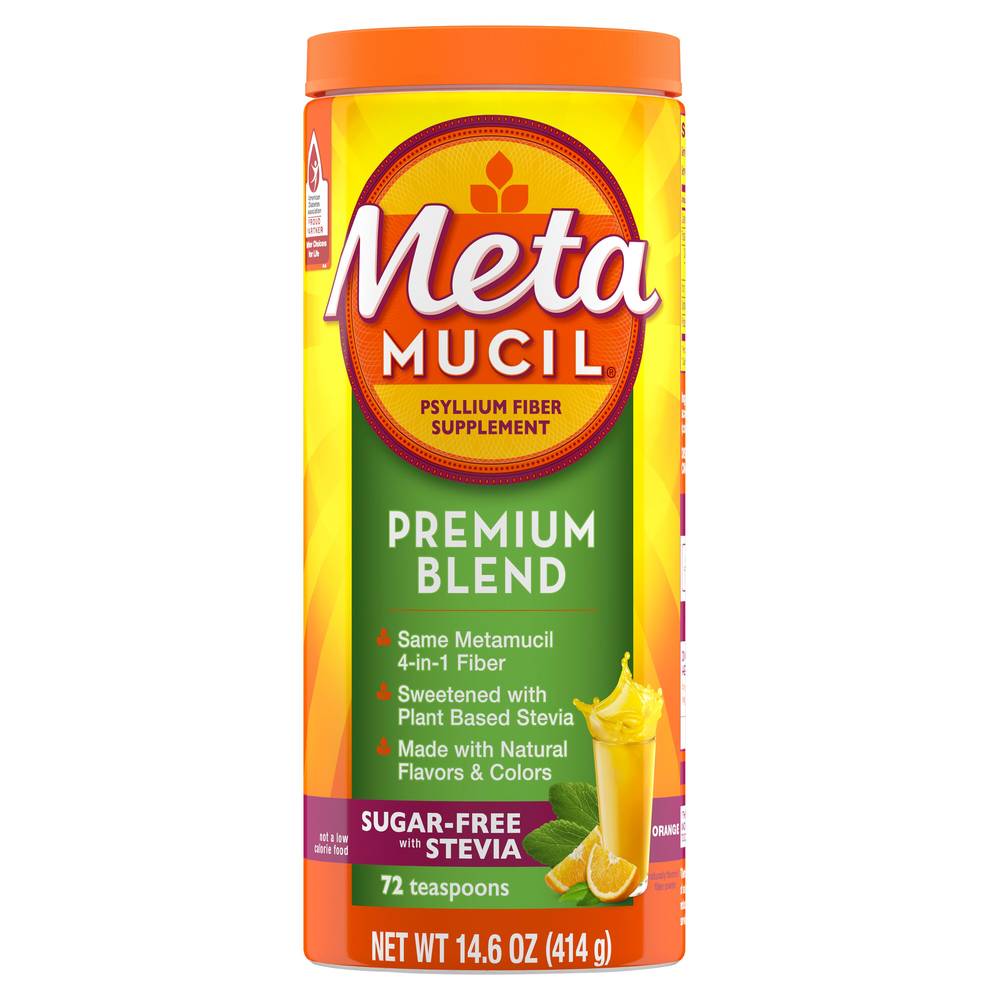 Metamucil Psyllium Fiber Premium Blend Power Supplement, Orange, 14.6 OZ