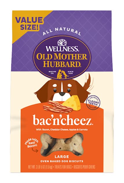 Old Mother Hubbard by Wellness Classic Bac'N'Cheez Natural Large Oven-Baked Biscuits Dog Treats, 3.3 lbs.