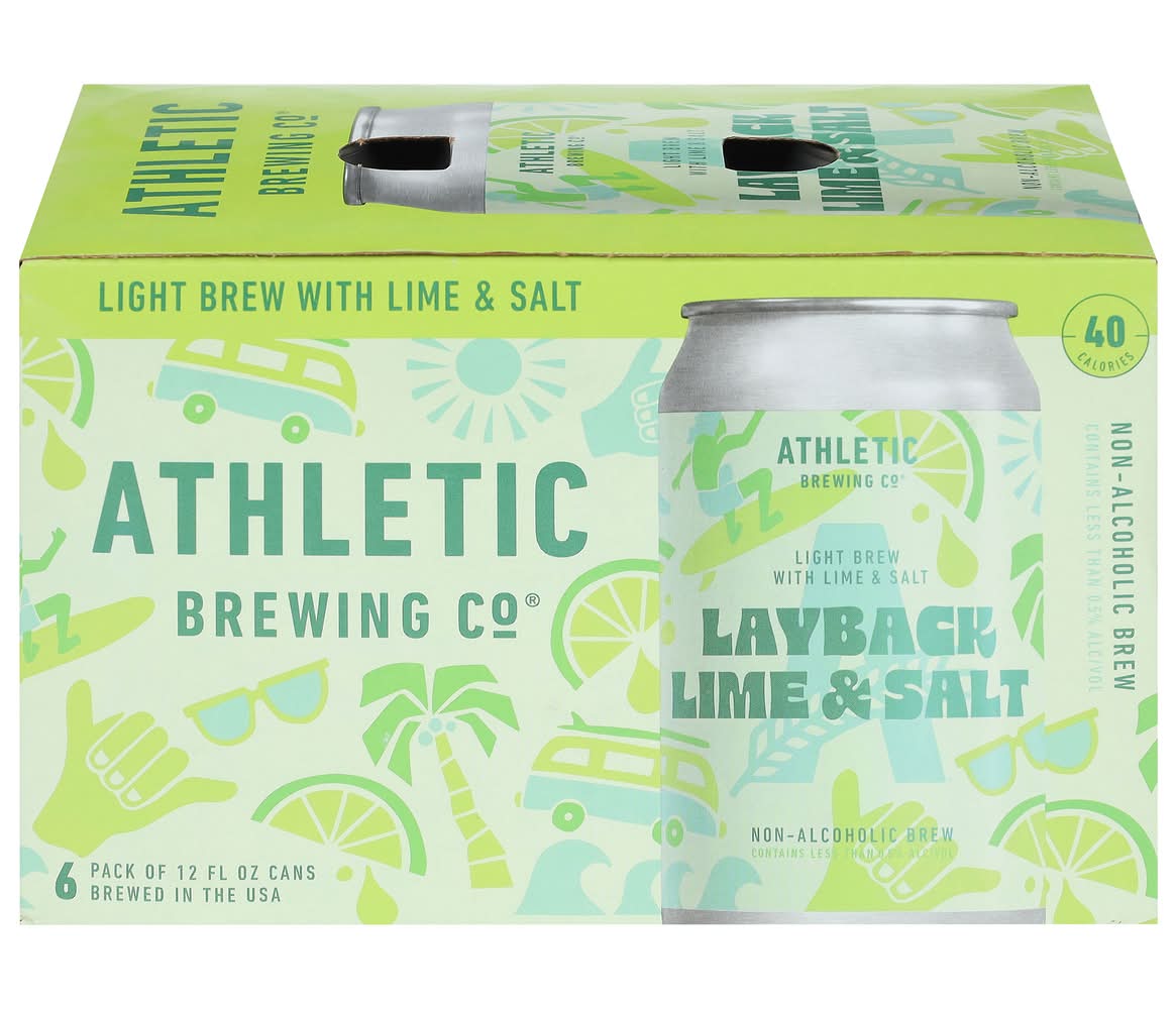 Athletic Brewing Co. Non Alcoholic Brew, Layback Lime & Salt (6 x 12 fl oz)