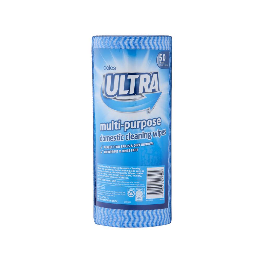 Coles Ultra Multi-Purpose Domestic Cleaning Wipes (50 pack)